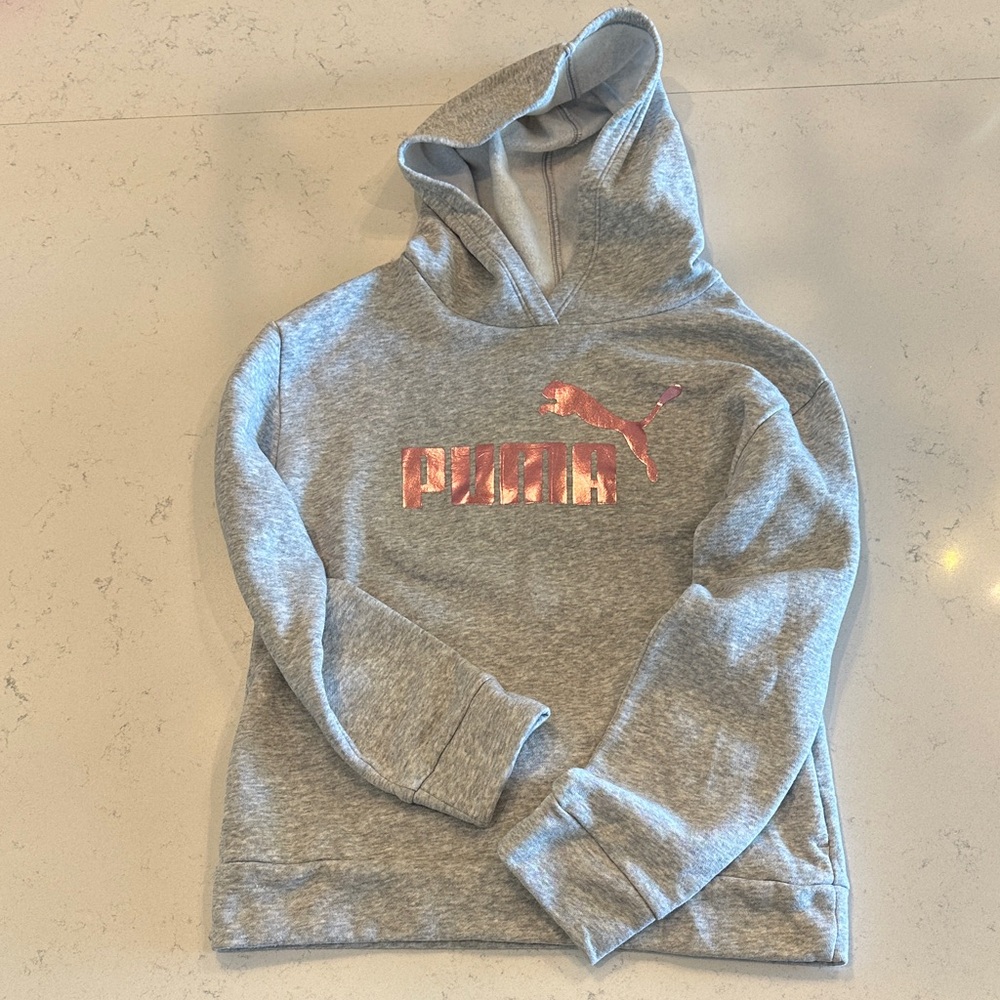 Puma Heather Gray Hoodie with Pink Accents